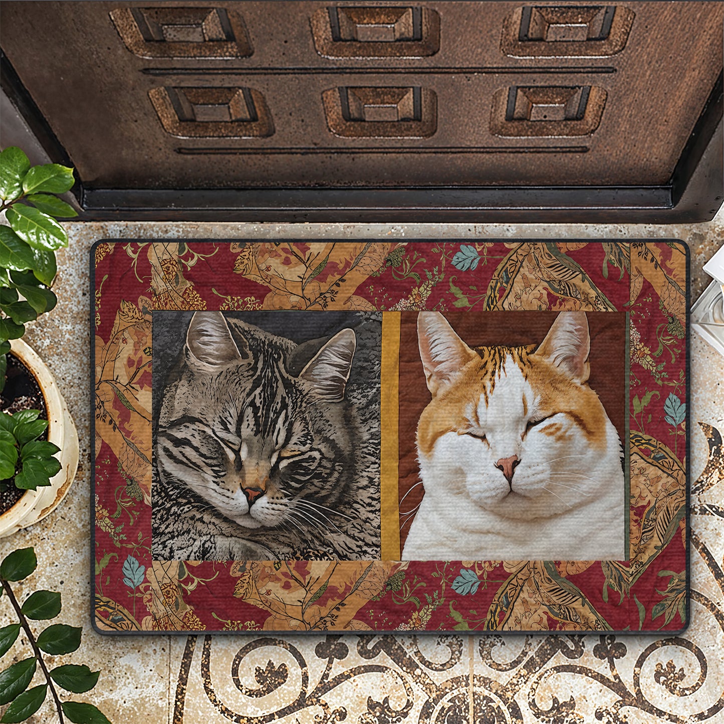 Shineful Ultra-Thin Non Skid Floor Mat, Kitchen Rugs Sleepy Cats