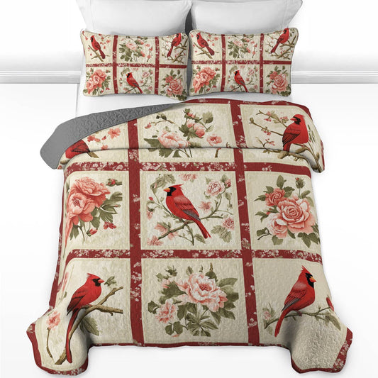 Shineful All Season Quilt 3-Piece Set - Cardinal Garden