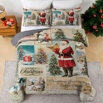 Shineful All Season Quilt 3-Piece Set Santa Greetings