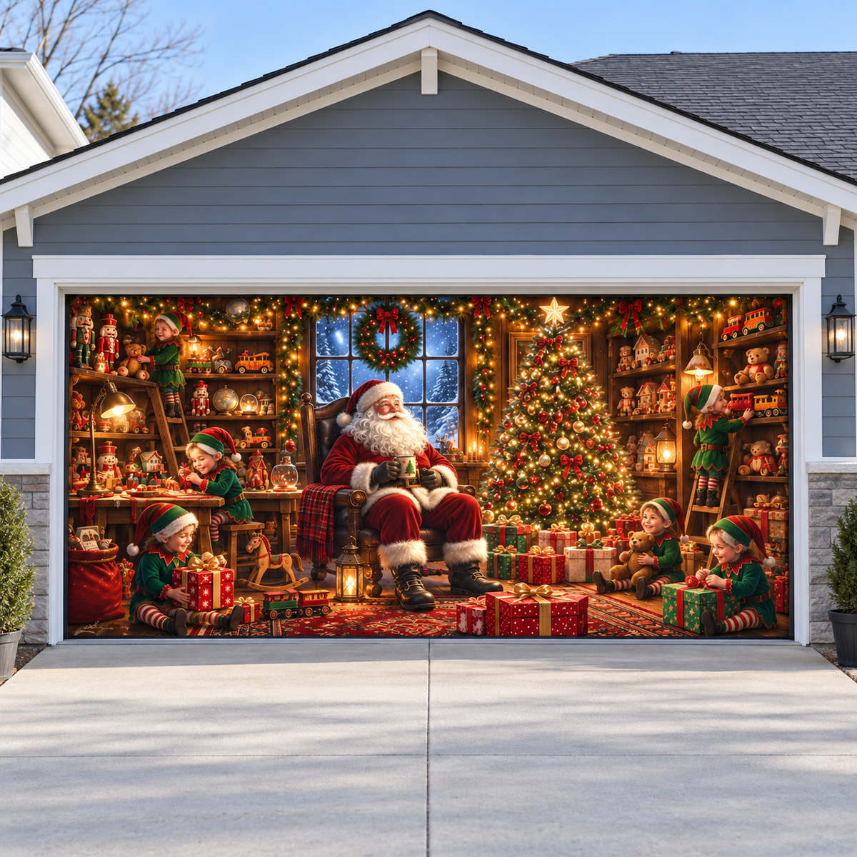 Shineful Santa’s Toy Workshop Garage Door Banner Decoration