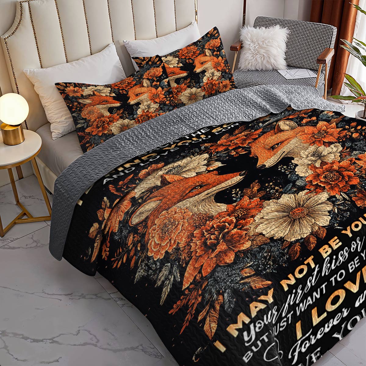 Shineful All Season Quilt 3-Piece Set Darling Fox Love