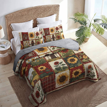 Shineful All Season Quilt 3-Piece Set - Sunflower Rustic Farm