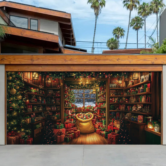 Shineful Garage Door Banner Decoration - Santa's Gift Workshop