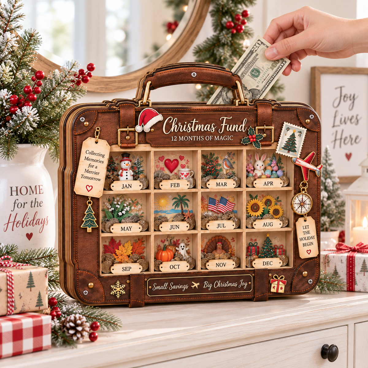 Christmas Fund Wooden Coin Bank