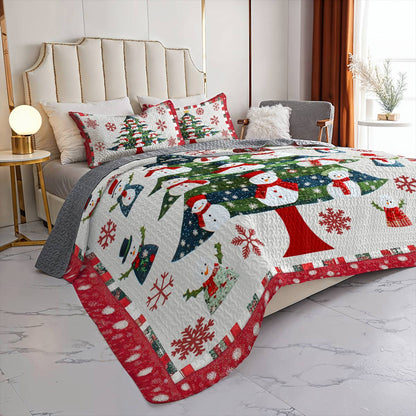 Shineful All Season Quilt 3-Piece Set Stunning Christmas Tree Snowmen