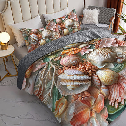 Shineful All Season Quilt 3-Piece Set Seashell Dream