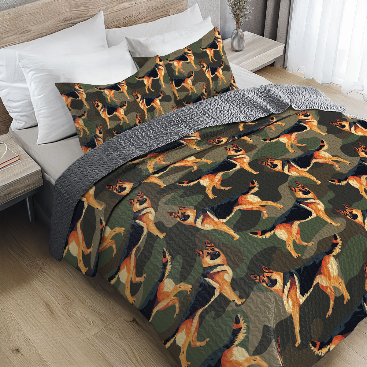 Shineful All Season Quilt 3-Piece Set German Shepherd Camou
