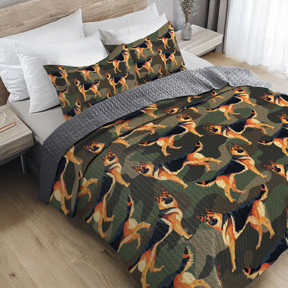 Shineful All Season Quilt 3-Piece Set German Shepherd Camou