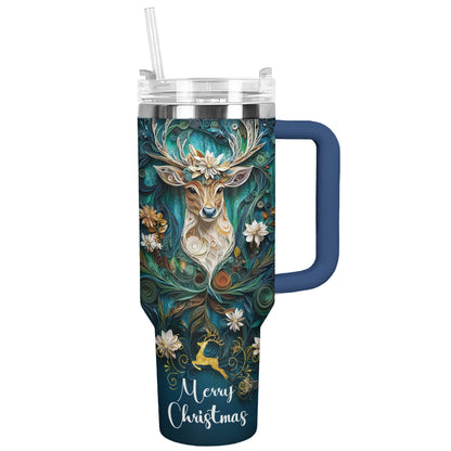 Shineful Glossy Tumbler Vintage Christmas Reindeer