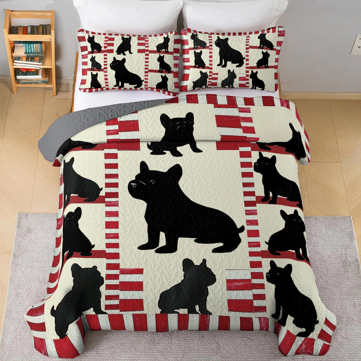 Shineful All Season Quilt 3-Piece Set - French Bulldog Patchwork