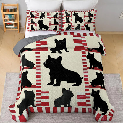 Shineful All Season Quilt 3-Piece Set - French Bulldog Patchwork