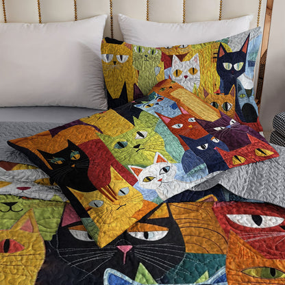 Shineful All Season Quilt 3-Piece Set Furry Feline Fantasy