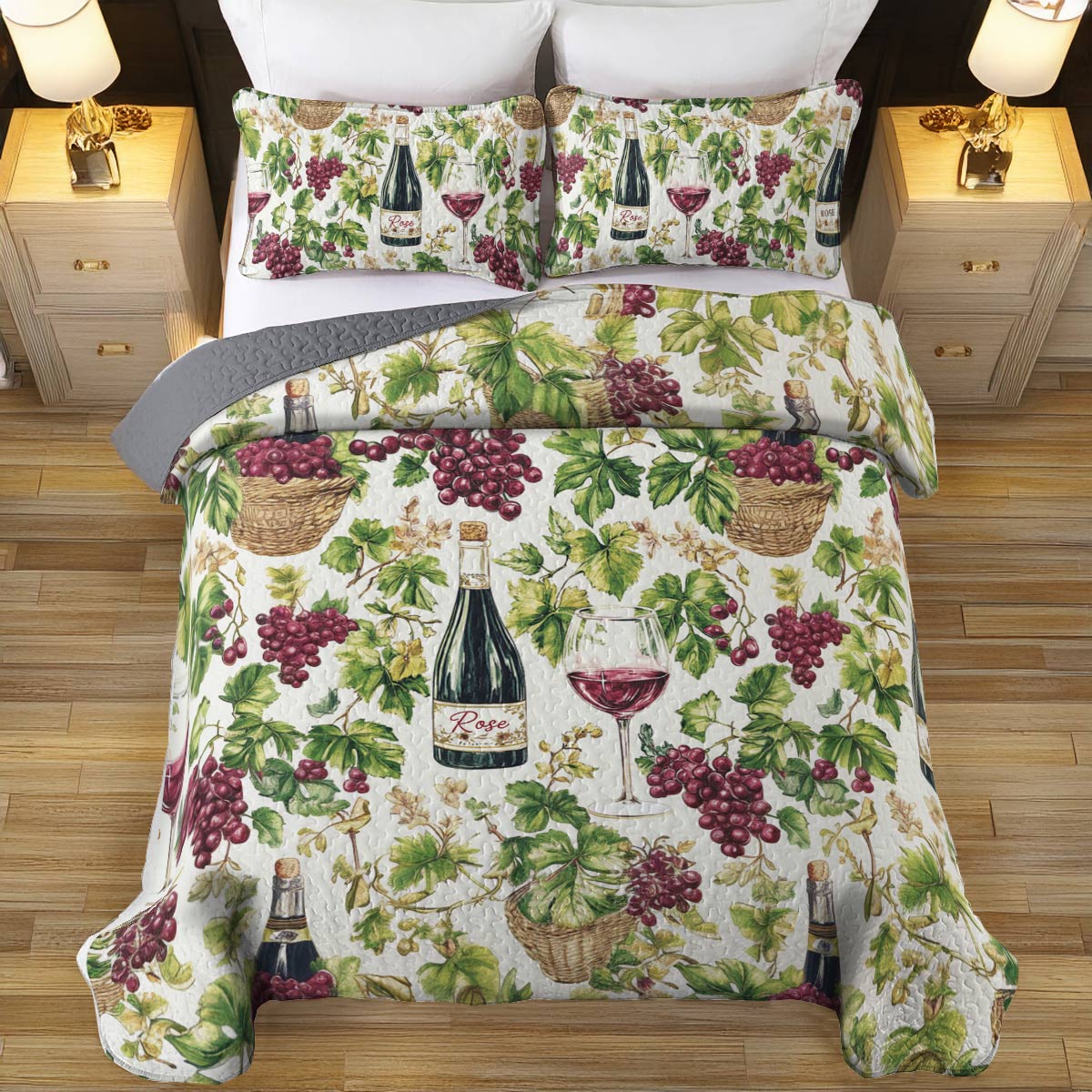 Shineful All Season Quilt 3-Piece Set Rosé Vines