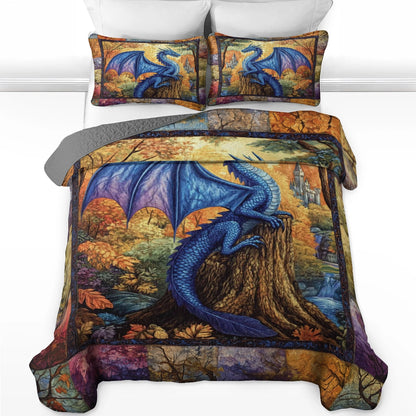Shineful All Season Quilt 3-Piece Set - Mystic Forest Dragon