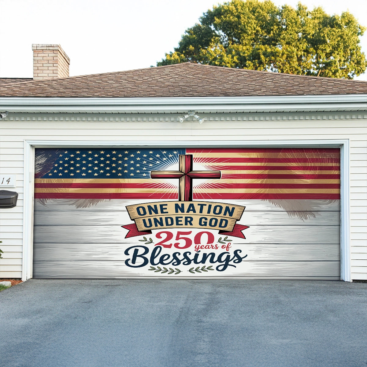 Shineful Garage Door Banner Decoration Faith Over America