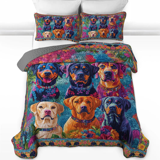 Shineful All Season Quilt 3-Piece Set - Rottweiler's Vibrant Companions