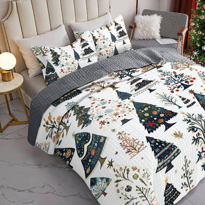 Shineful All Season Quilt 3-Piece Set Gentle Christmas Tree