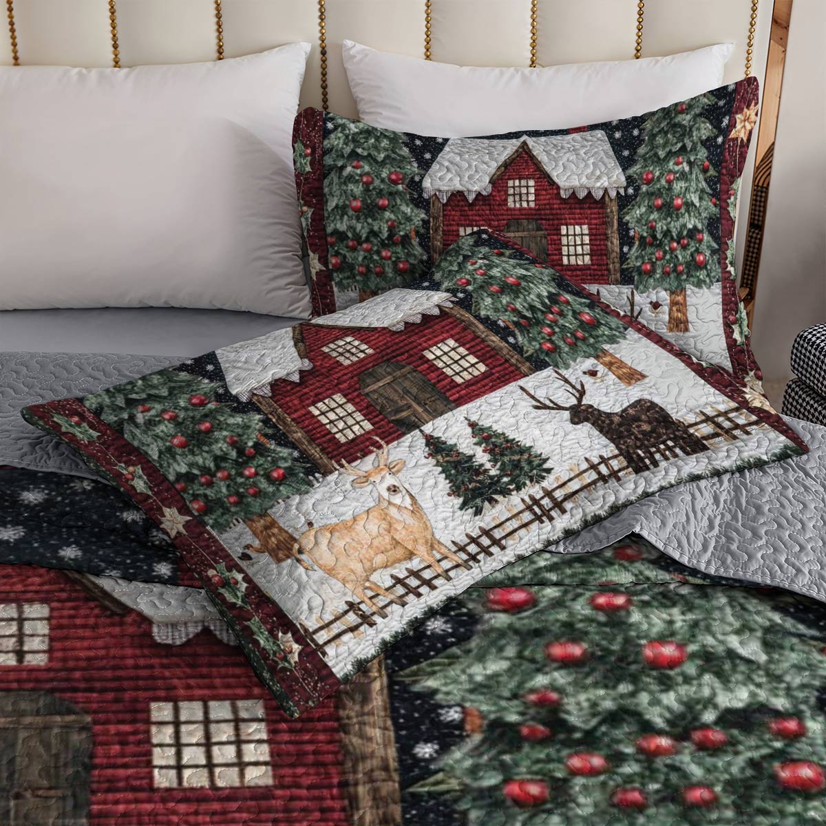 Shineful All Season Quilt 3-Piece Set Christmas in Farm