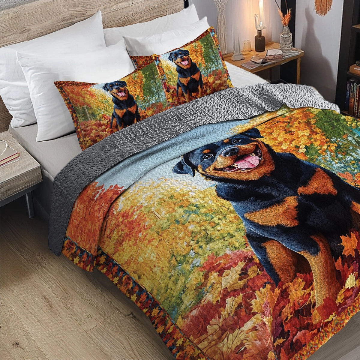 Shineful All Season Quilt 3-Piece Set - Fall Frolic with My Rottweiler