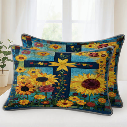 Shineful  Quilt 3-Piece Set Sunflower Cross