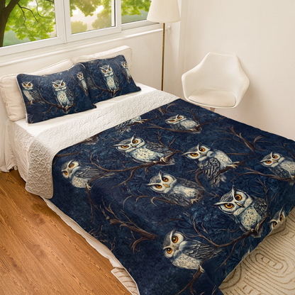 Shineful All Season Quilt 3-Piece Set Intelligent Wisdom Owl