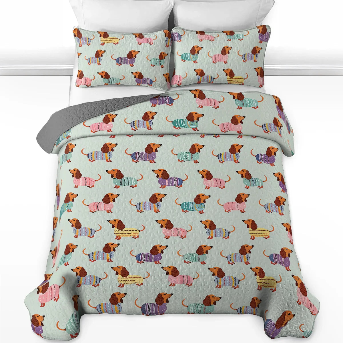 Shineful Quilt 3-Piece Set Colorful Dachshunds