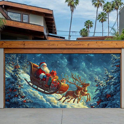 Shineful Garage Door Banner Decoration Christmas Santa's Sleigh