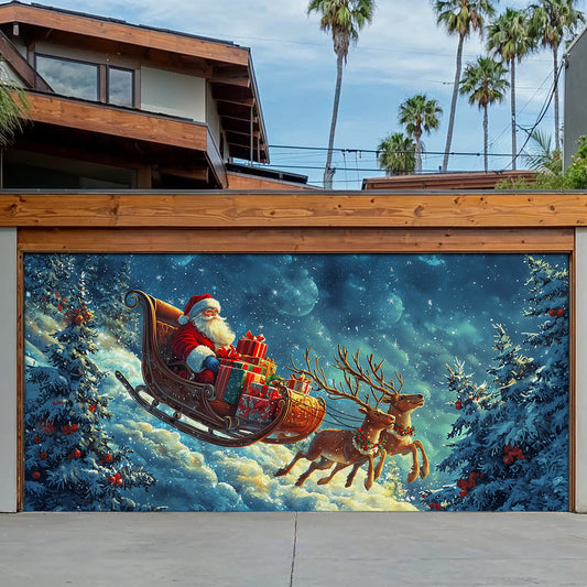 Shineful Garage Door Banner Decoration Christmas Santa's Sleigh