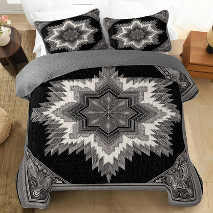 Shineful All Season Quilt 3-Piece Set Black Star Silence