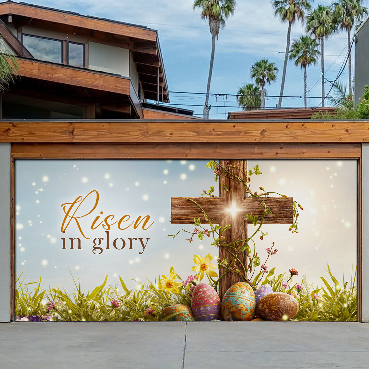 Shineful Garage Door Banner Decoration Risen in Glory