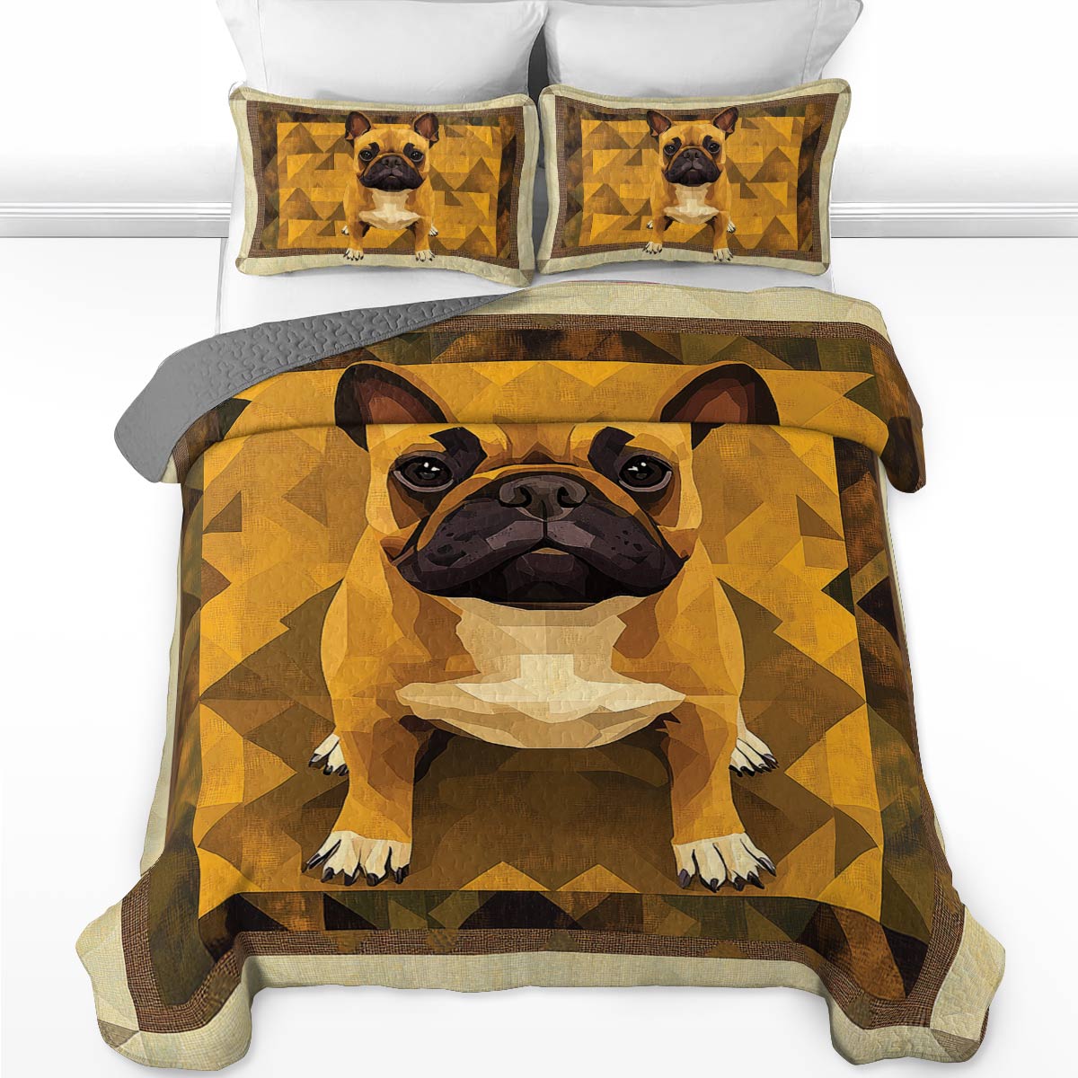Shineful All Season Quilt 3-Piece Set Frenchie Focus