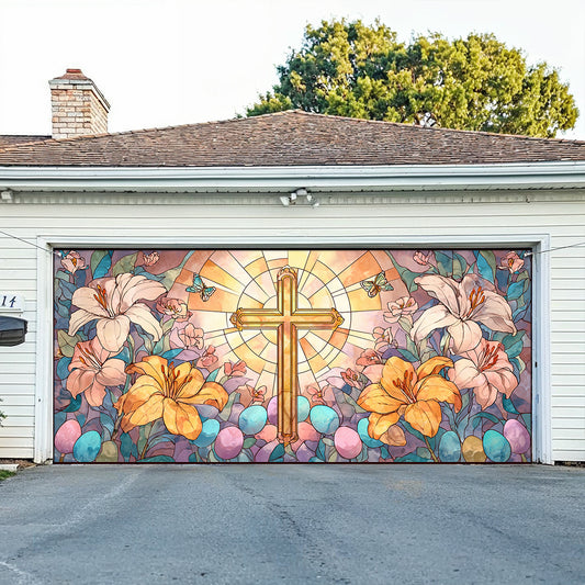 Shineful Garage Door Banner Decoration Easter Radiant Cross