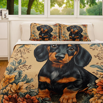 Shineful All Season Quilt 3-Piece Set Vintage Dachshund