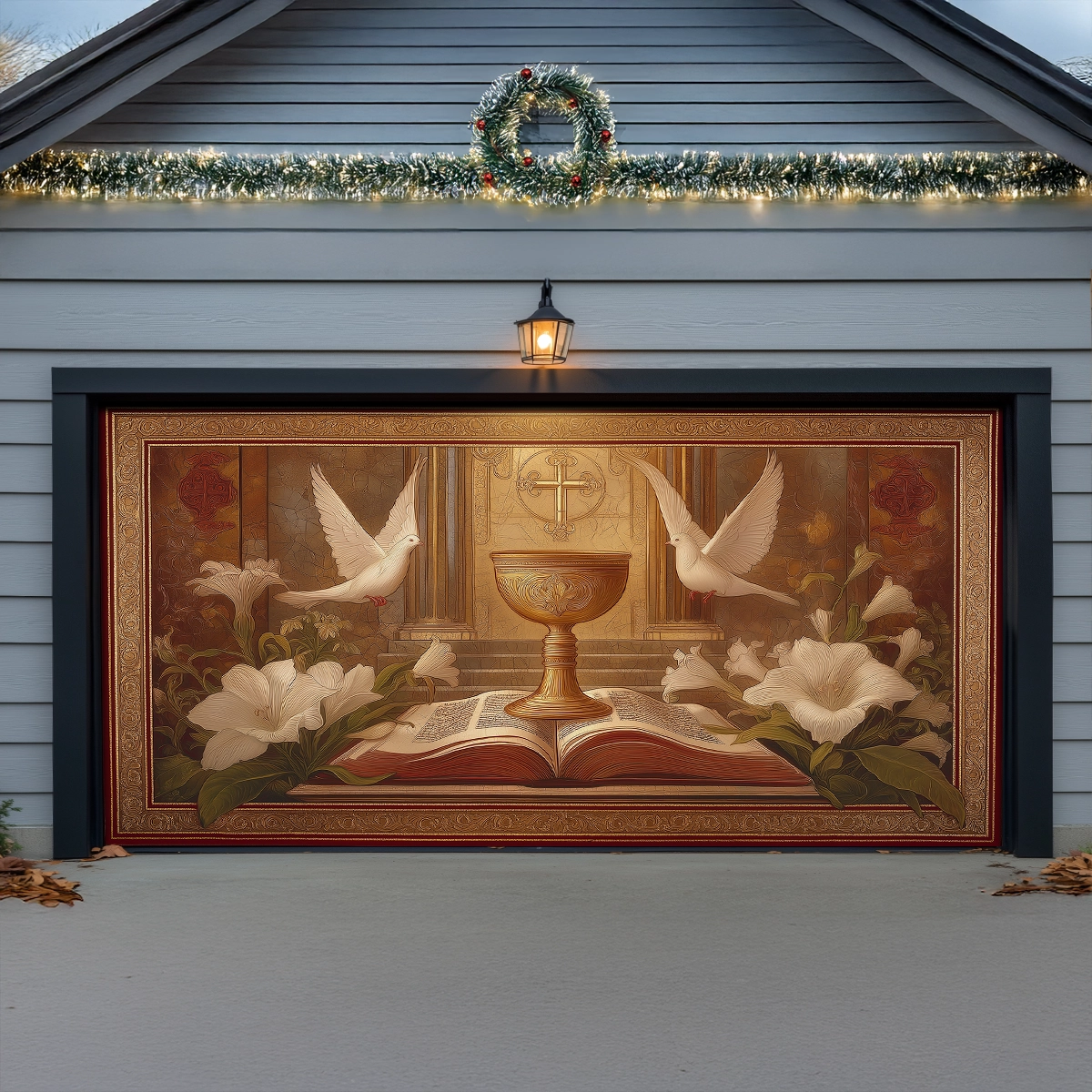 Shineful Garage Door Banner Decoration The Holy Offering