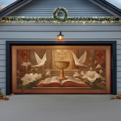 Shineful Garage Door Banner Decoration The Holy Offering