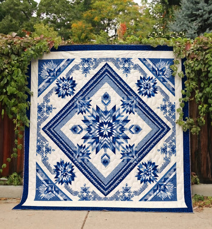 Shineful Flat Print Faux Quilt Blanket Northern Calm