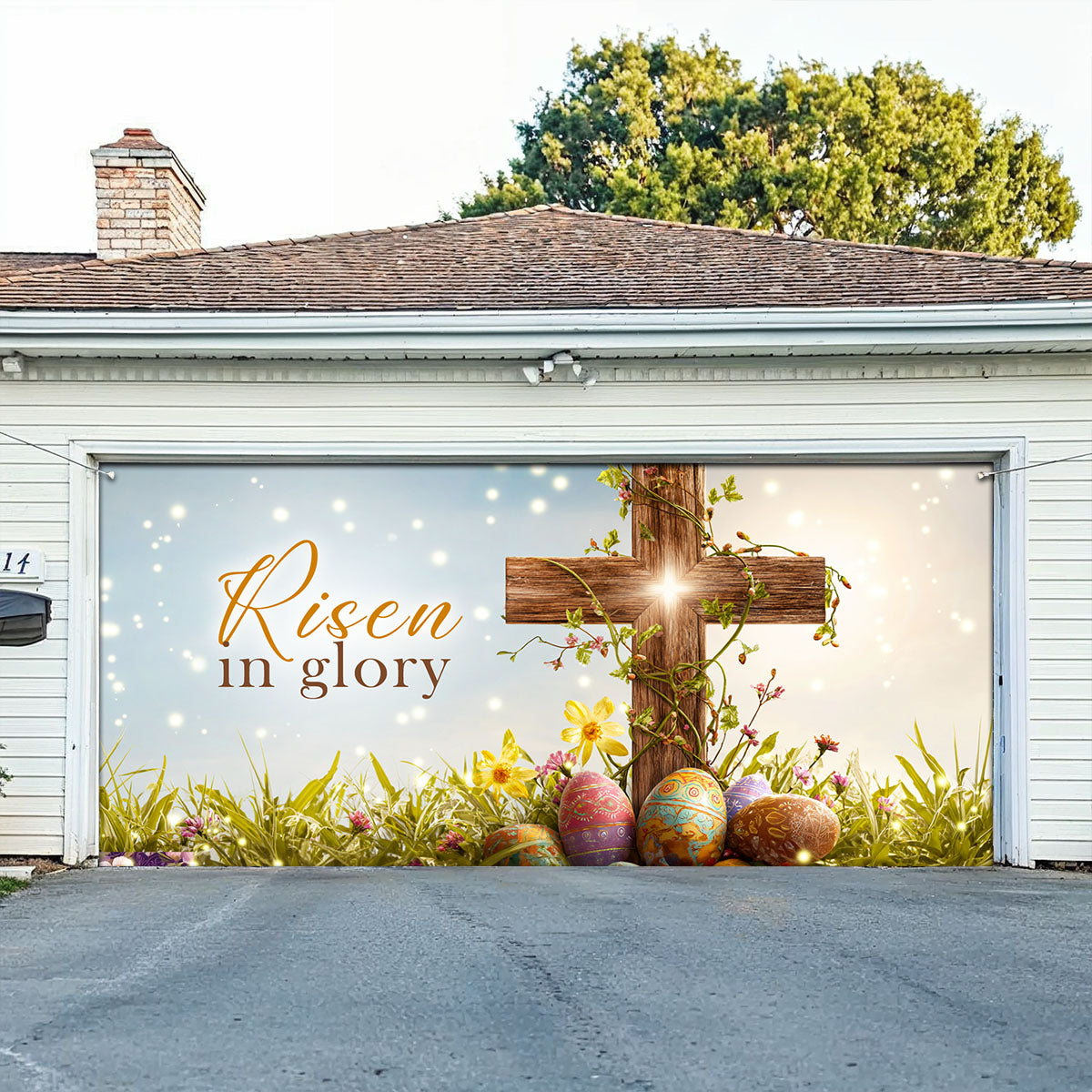Shineful Garage Door Banner Decoration Risen in Glory