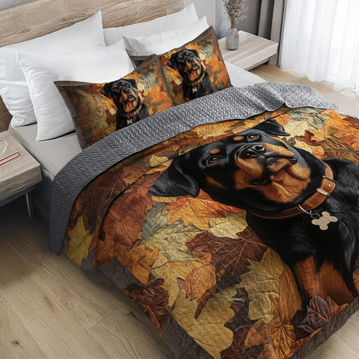 Shineful All Season Quilt 3-Piece Set - Rottweiler's Fall Foliage