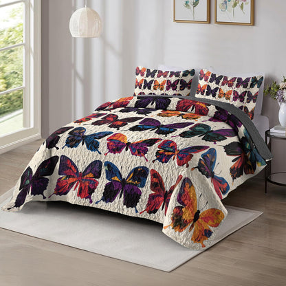 Shineful All Season Quilt 3-Piece Set Vibrant Butterfly