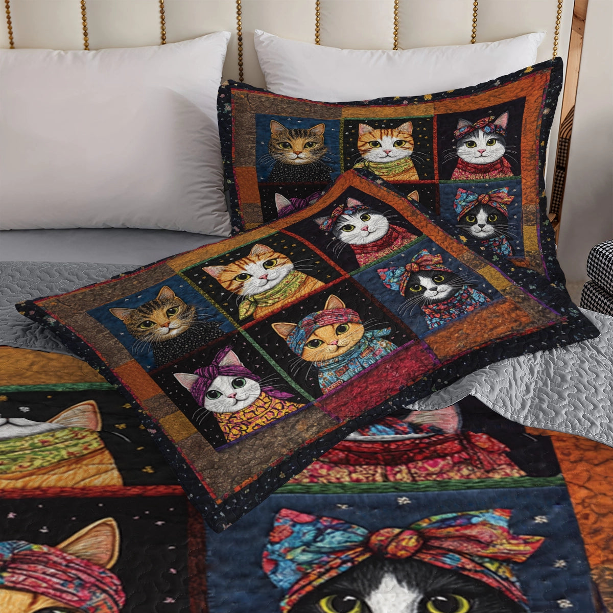Shineful All Season Quilt 3-Piece Set - Retro Cat Charm