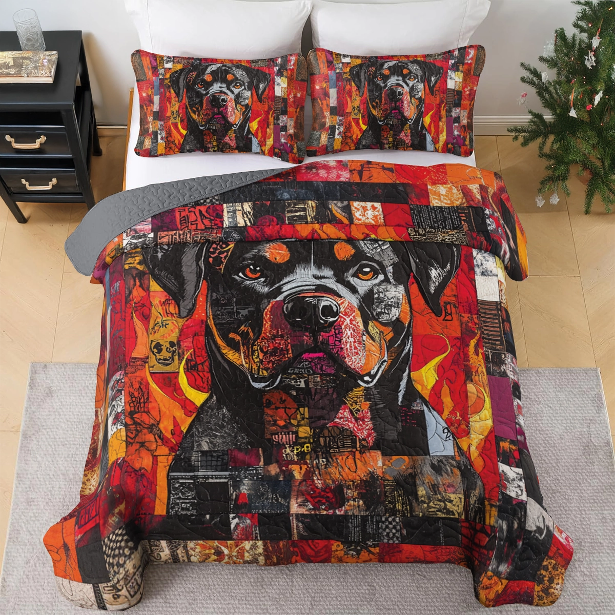 Shineful All Season Quilt 3-Piece Set Guardian Rottweiler