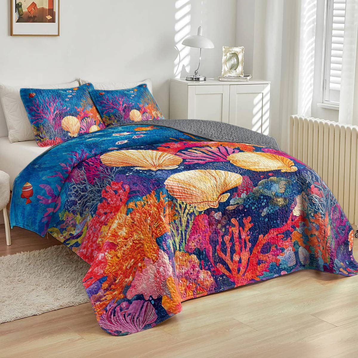 Shineful All Season Quilt 3-Piece Set - Seashell Under The Sea