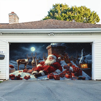 Shineful Garage Door Banner Decoration Chimney Fail: Santa’s Snowy Chill