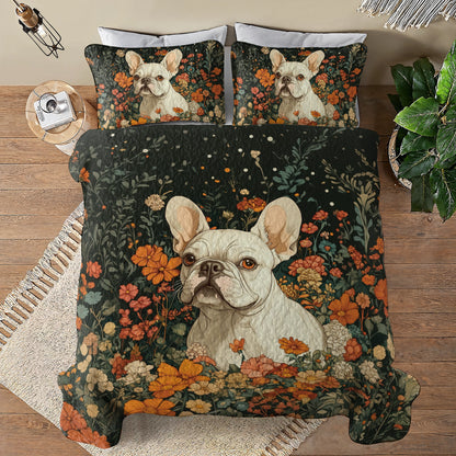 Shineful All Season Quilt 3-Piece Set Floral Frenchie Elegance
