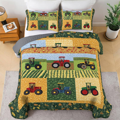 Shineful All Season Quilt 3-Piece Set - Farmer Tractor Tales
