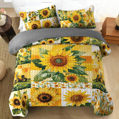 Shineful All Season Quilt 3-Piece Set Sunflower Sunshine Blooms