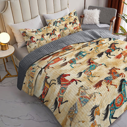 Shineful All Season Quilt 3-Piece Set Native Spirit Horse