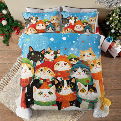 Shineful All Season Quilt 3-Piece Set Cozy Cat Crew