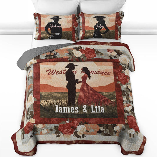 Shineful All Season Quilt 3-Piece Set - Personalized Cowboy Western Romance