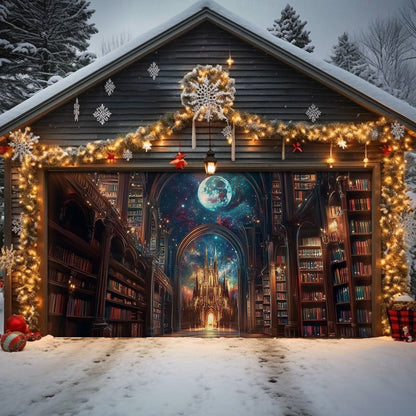 Shineful Garage Door Banner Decoration Enchanted Library